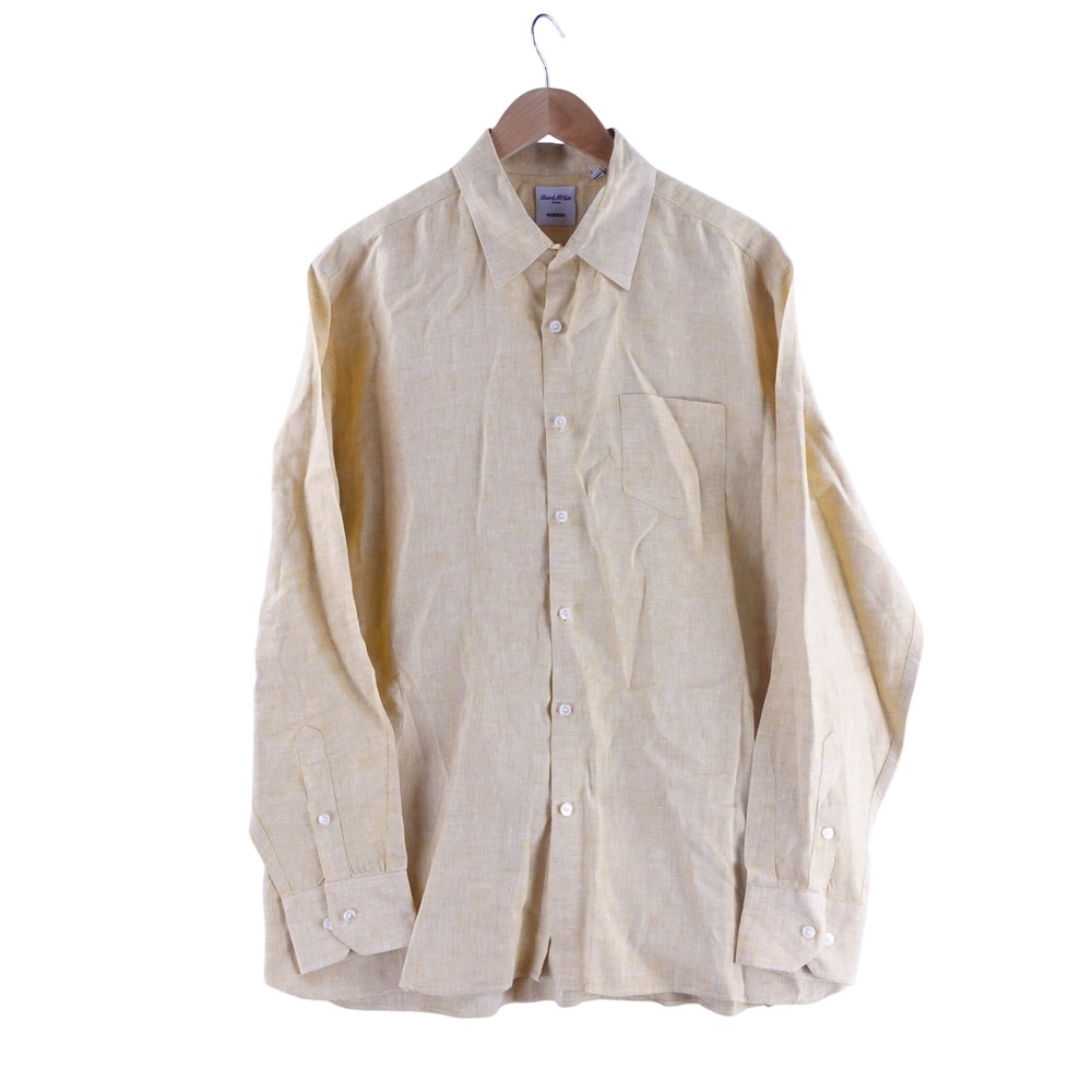 Murano Baird McNutt Linen Shirt Mens XL Yellow Long Sleeve Button Down
